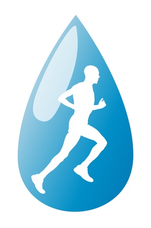 Running man liquid in water drop vector background conceptのイラスト素材