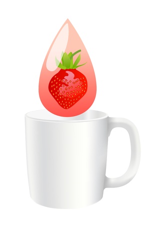 Fresh strawberry juice drop concept background vector and cupのイラスト素材