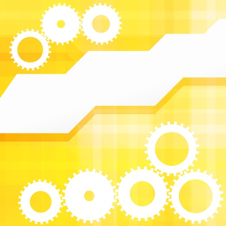 Abstract cogwheels vector yellow background for posterのイラスト素材