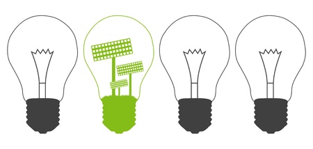 Light bulb and solar panel inside  Alternative energy concept vector background against pollutionのイラスト素材