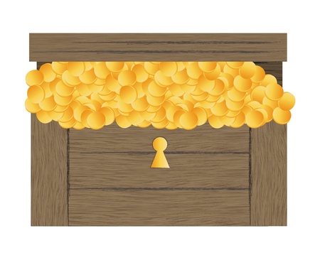 Vector illustration of treasure chest with gold coins vector backgroundのイラスト素材