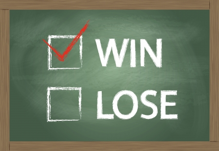 Blackboard with check mark for win or lose vector background conceptのイラスト素材