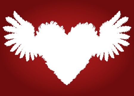 Feather wings and heart vector background love conceptのイラスト素材