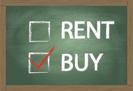 Sell or rent blackboard concept vector background with best choice tickのイラスト素材