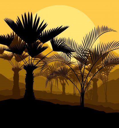Tropical palm tree background vector for posterのイラスト素材
