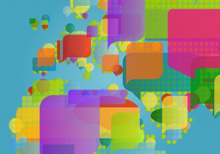 Europe, north africa and middle east map made of colorful speech bubbles concept illustration background vectorのイラスト素材