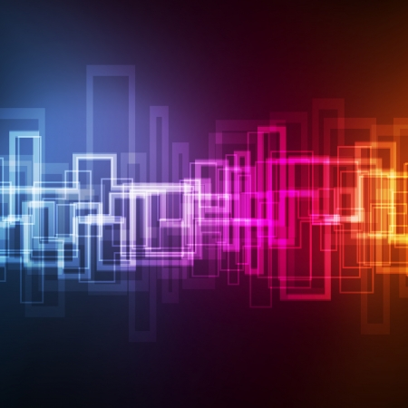 Neon abstract lines design on dark background vectorのイラスト素材
