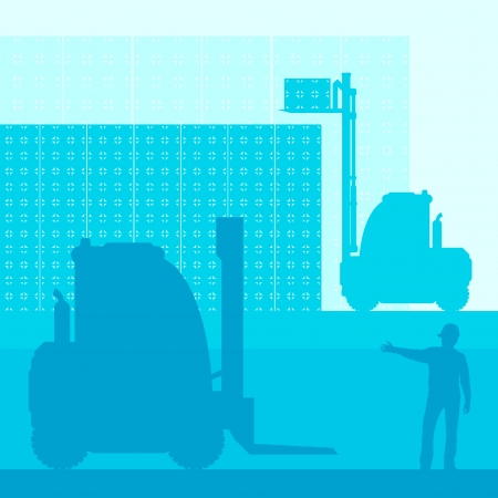 Fork lift truck with load background vector for posterのイラスト素材