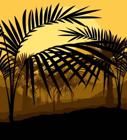 Tropical palm tree background vector for posterのイラスト素材