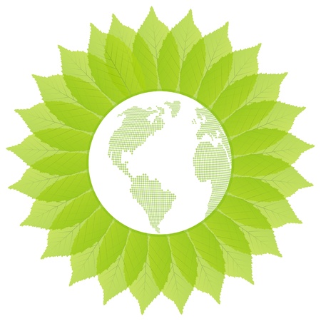 Environmental and ecology earth globe leaf vector concept backgroundのイラスト素材