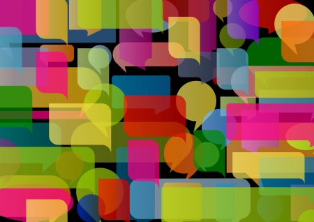 Colorful speech bubbles and balloons cloud illustration background のイラスト素材