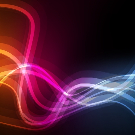 Neon abstract lines design on dark background のイラスト素材