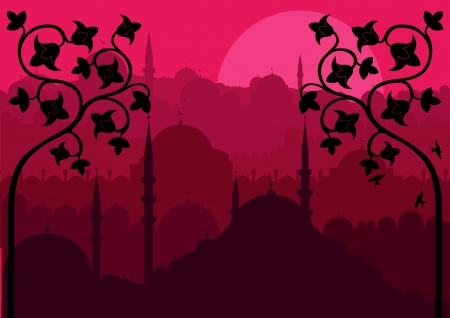 Vintage Arabic city landscape background illustrationのイラスト素材