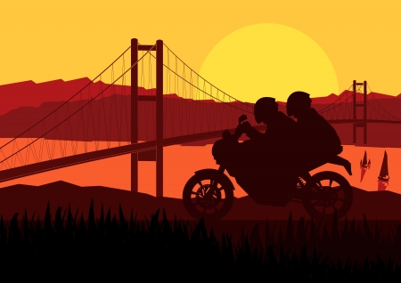 Motorbike riders motorcycle silhouette backgroundのイラスト素材