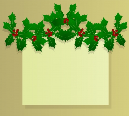 Christmas holly berry vintage holiday decoration illustration background のイラスト素材