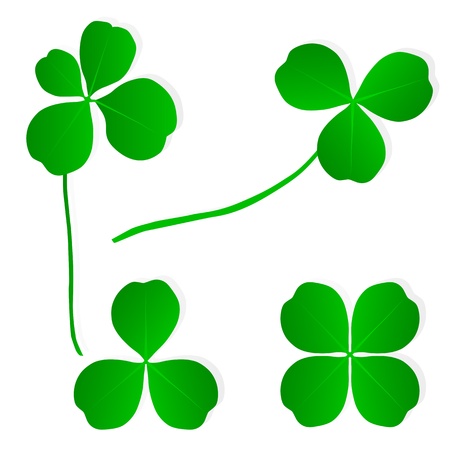 Four leaf clover shamrock luck vector and gold coins background setのイラスト素材