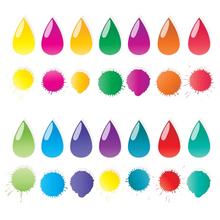 Color drop set vector background with splashesのイラスト素材