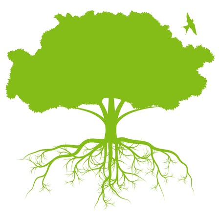 Tree with roots background ecology vector conceptのイラスト素材