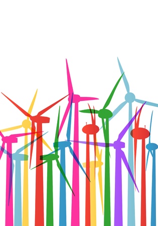 Wind electricity generators grass ecology concept illustration background vectorのイラスト素材