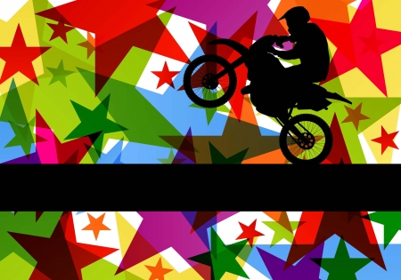All terrain sport motorbike rider illustration colorful star line background vectorのイラスト素材