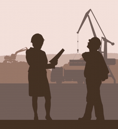 Construction site and engineer vector background for posterのイラスト素材