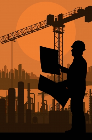 Construction site and engineer vector background for posterのイラスト素材