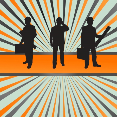 Engineer in helmets vector background for posterのイラスト素材