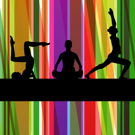 Women gymnastic exercises fitness illustration colorful line background vectorのイラスト素材