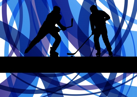 Hockey players on abstract ice field colorful lines illustration background vectorのイラスト素材