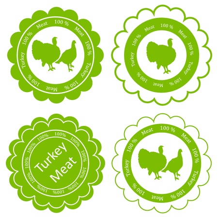 Organic farm and forest turkey meat food labels illustration collectionのイラスト素材