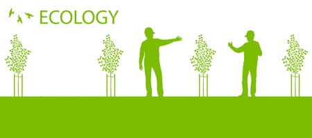 Tree planting vector background ecology card conceptのイラスト素材