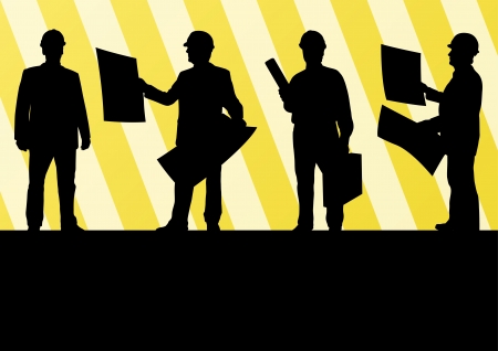 Engineer men people detailed construction site worker silhouettes illustration collection background vectorのイラスト素材