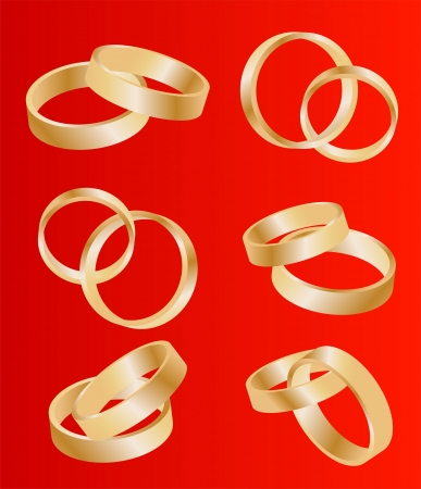 Gold wedding rings vector background set conceptのイラスト素材