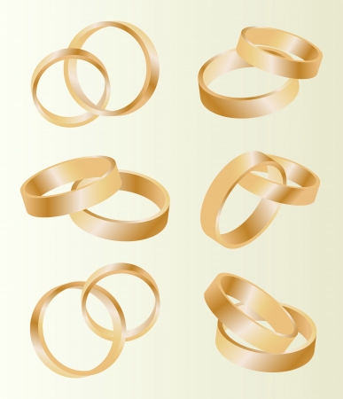 Gold wedding rings vector background set conceptのイラスト素材