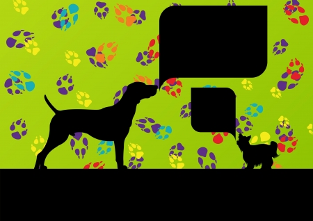 Imprisoned dogs behind wire mesh fence with speech bubbles illustration background vectorのイラスト素材