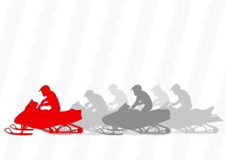 Snowmobile motorbike riders silhouettes illustration collection backgroundのイラスト素材