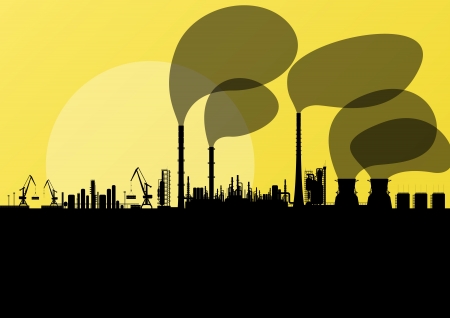 Industrial oil refinery factory landscape illustration background vectorのイラスト素材