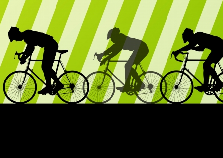 Sport road bike riders bicycle silhouettes in highway road background illustration vectorのイラスト素材
