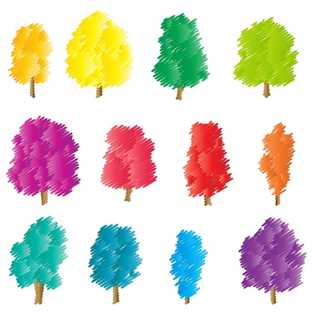 Tree set vector background stylized conceptのイラスト素材