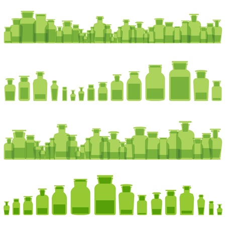 Herbal bottles essences vector ecology medicine concept background for posterのイラスト素材