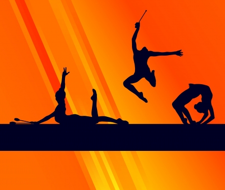 Rhythmic Gymnastics woman with clubs vector background conceptのイラスト素材