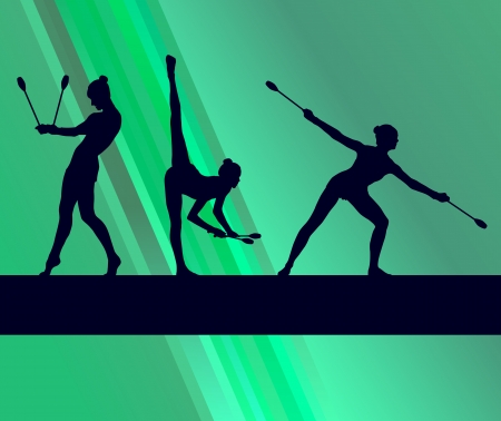 Rhythmic Gymnastics woman with clubs vector background conceptのイラスト素材