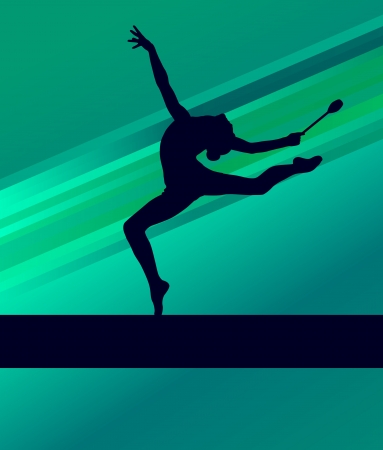 Rhythmic Gymnastics woman with clubs vector background conceptのイラスト素材