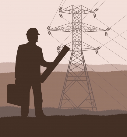 High voltage tower and line background vector for posterのイラスト素材