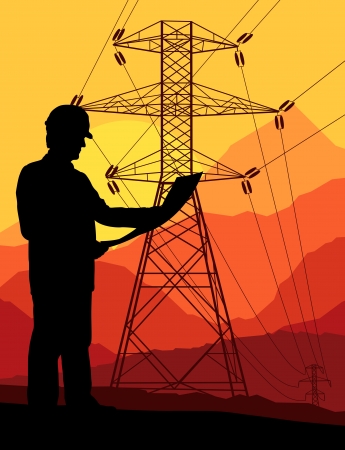 High voltage tower and line background vector for posterのイラスト素材