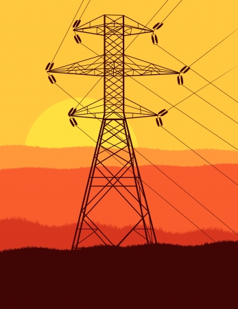 High voltage tower and line background vector for posterのイラスト素材