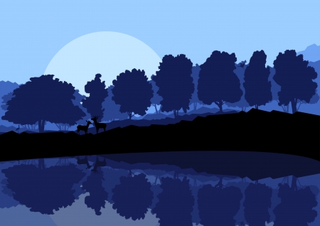 Wild mountain forest nature landscape scene background illustration vectorのイラスト素材