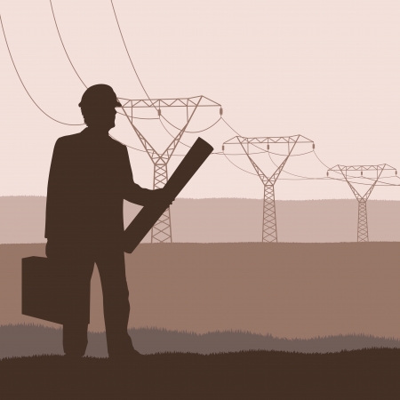 High voltage tower and line background vector for posterのイラスト素材