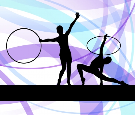 Rhythmic gymnastic background woman with hoop ring vector for posterのイラスト素材