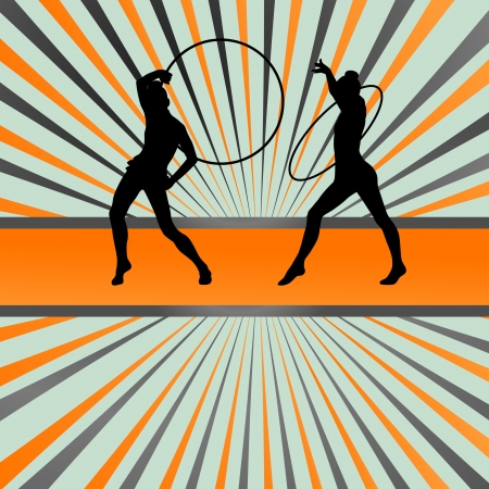 Rhythmic gymnastic background woman with hoop ring vector for posterのイラスト素材